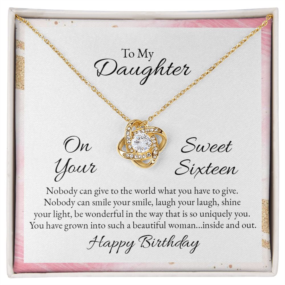 To My Daughter, Sweet Sixteen Love Knot Necklace | To Daughter