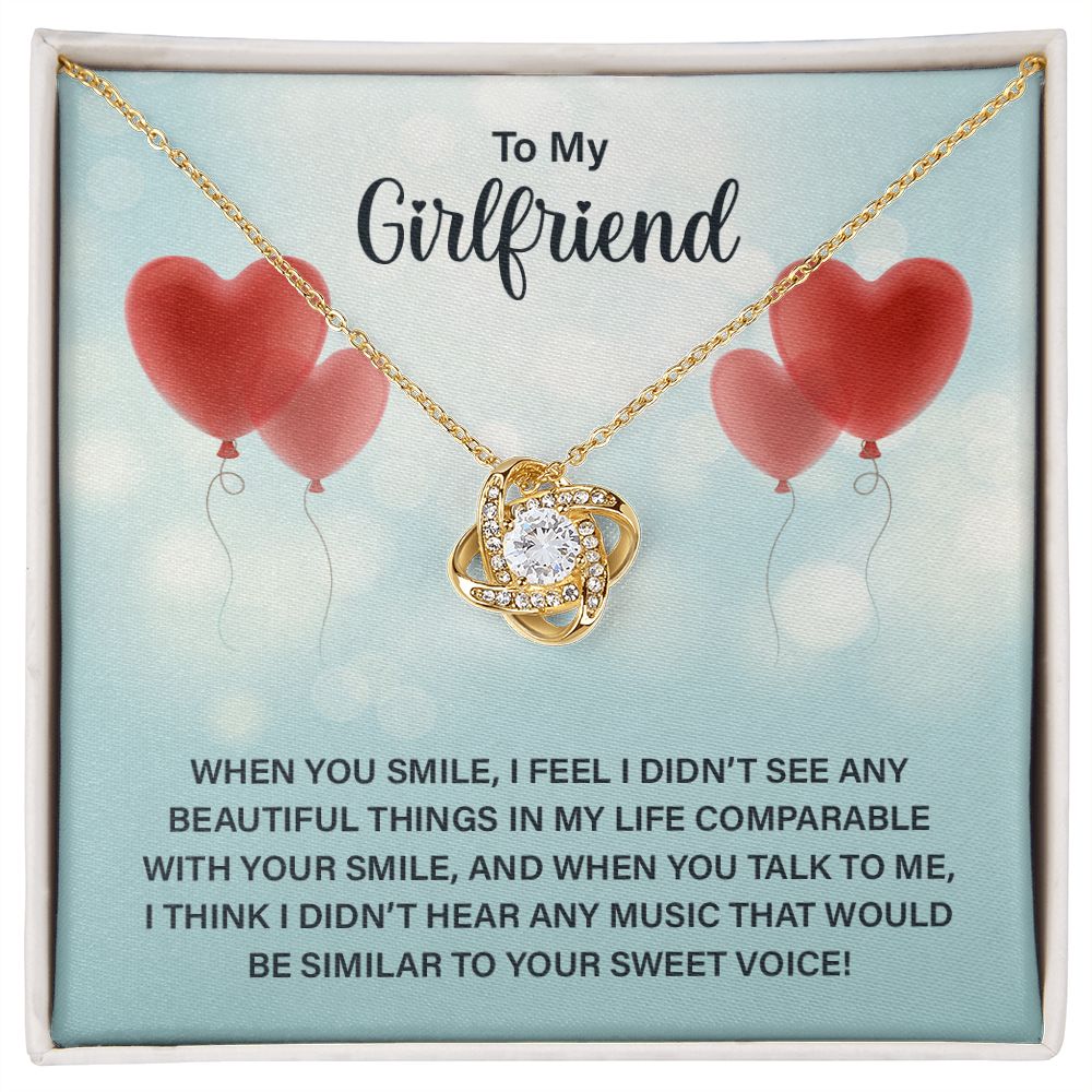 To My Girlfriend, When You Smile Love Knot Necklace | To Girlfriend