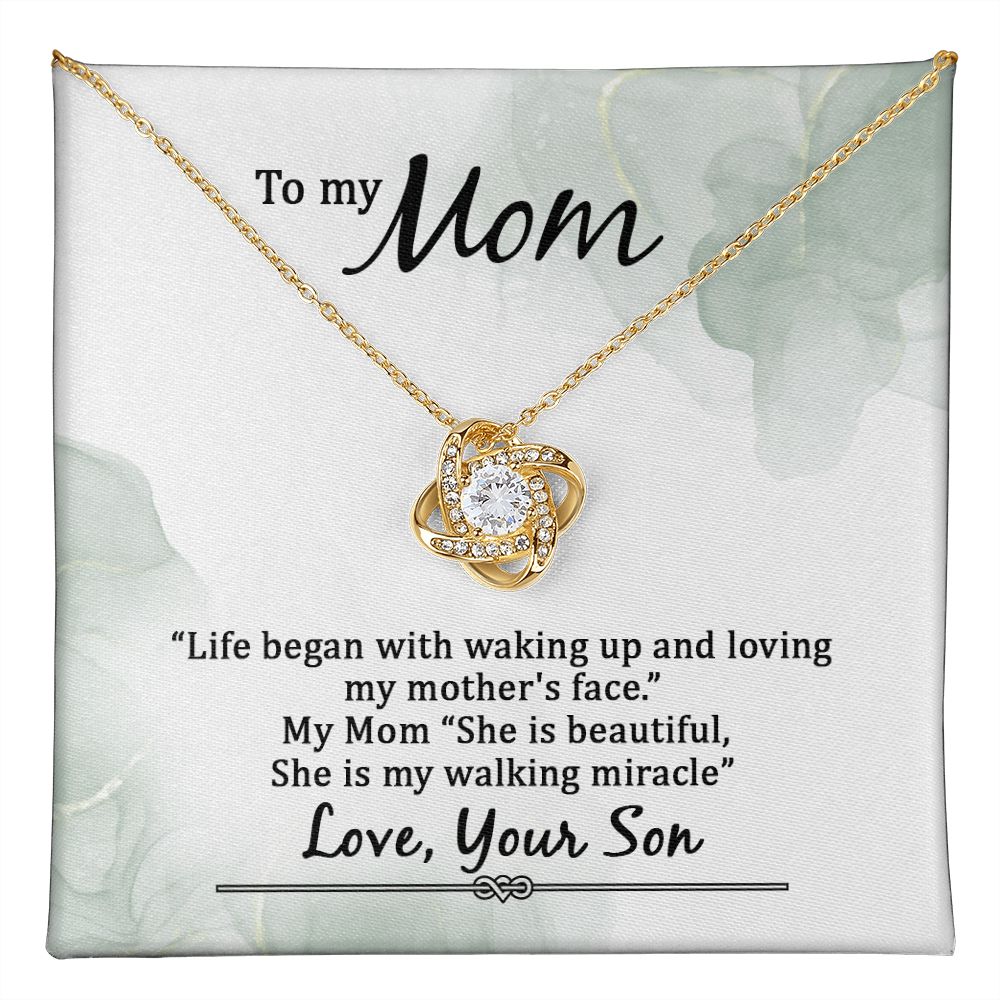 To My Mom, My Walking Miracle Love Knot Necklace | To Mom
