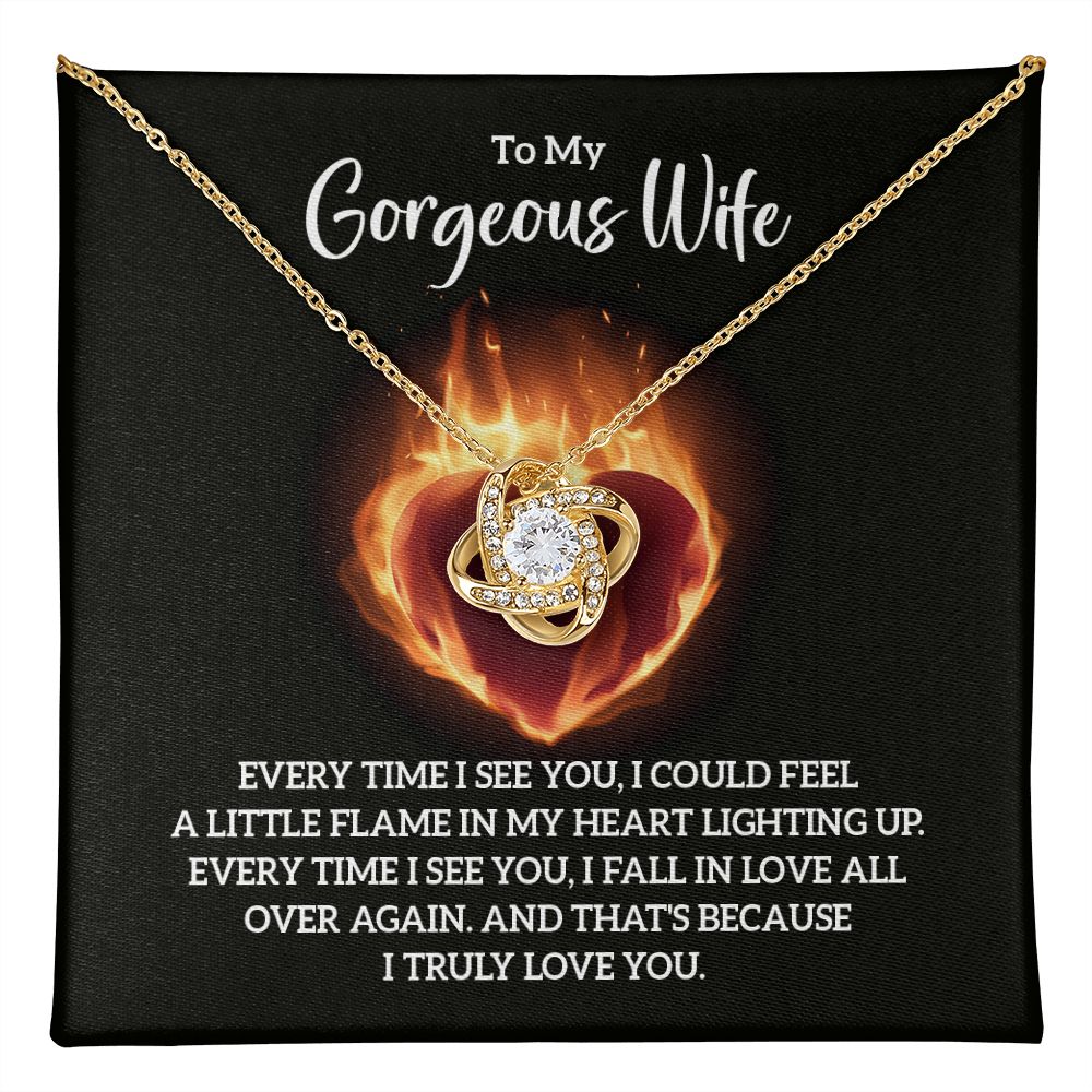 To My Wife, The Flame In My Heart Love Knot Necklace | To Wife
