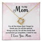 To My Mom, I Need To Say Love Knot Necklace | To Mom