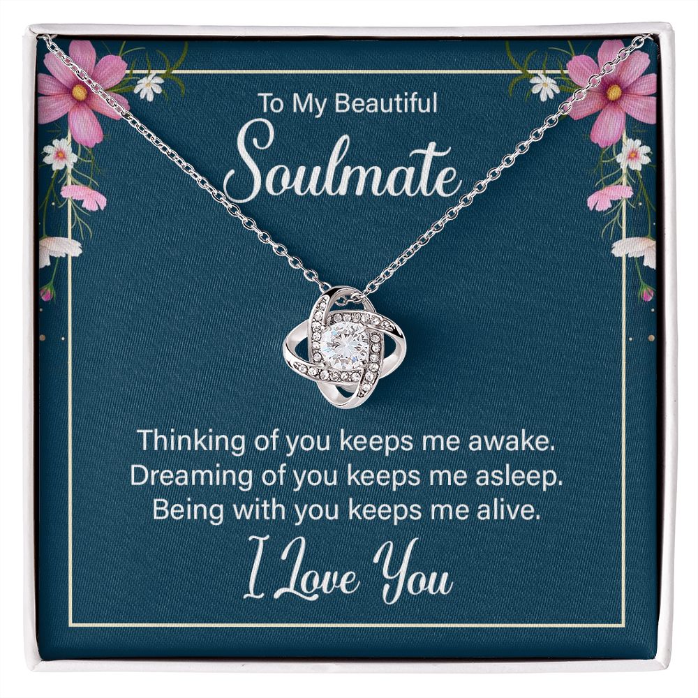 To My Soulmate, Thinking Of You Love Knot Necklace | To Wife | To Girlfriend
