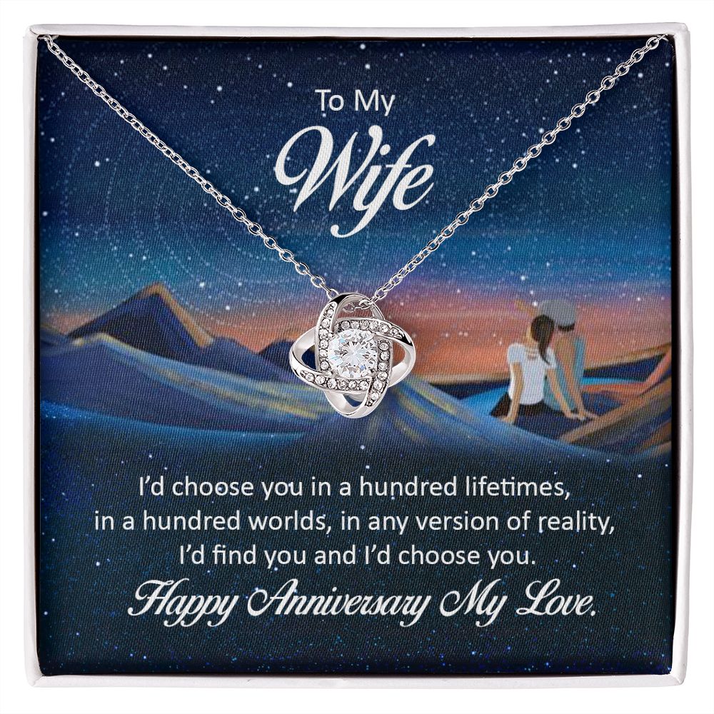 My Wife, I'd Find You Love Knot Necklace | To Wife | Happy Anniversary