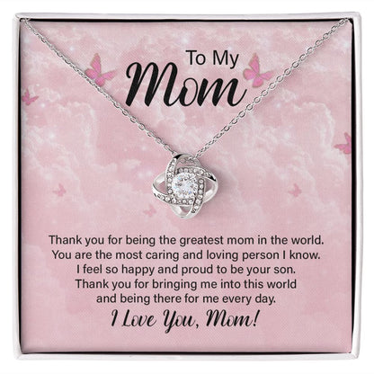To My Mom, Greatest In The World Love Knot Necklace | To Mom