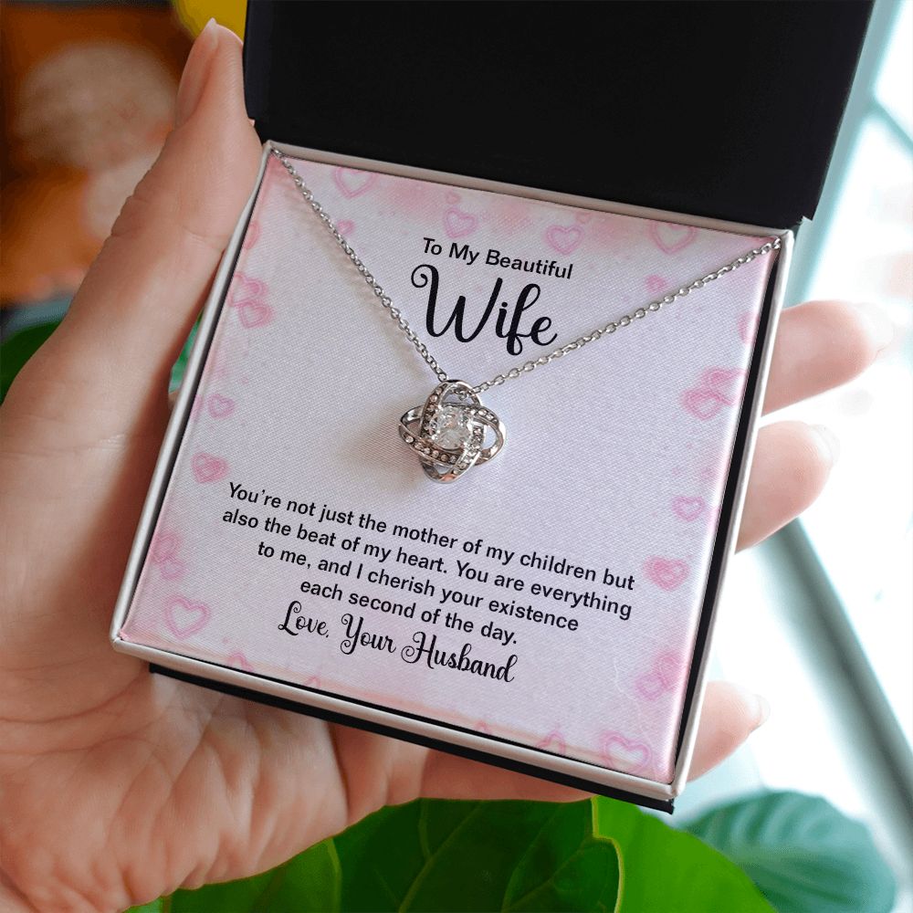 To My Wife, The Beat Of My Heart Love Knot Necklace | To Wife