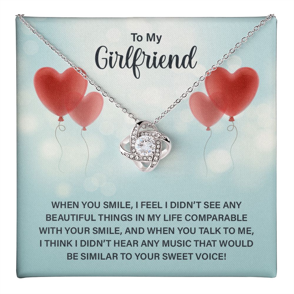 To My Girlfriend, When You Smile Love Knot Necklace | To Girlfriend