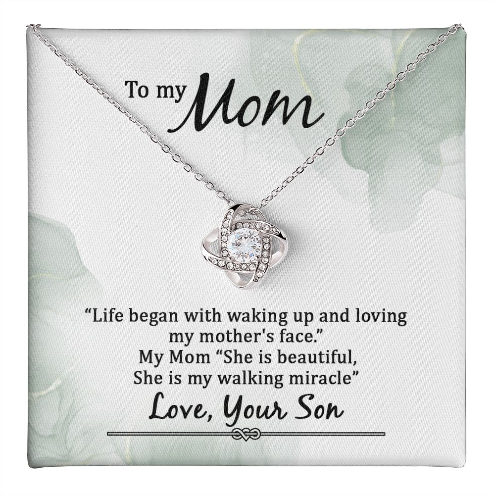 To My Mom, My Walking Miracle Love Knot Necklace | To Mom