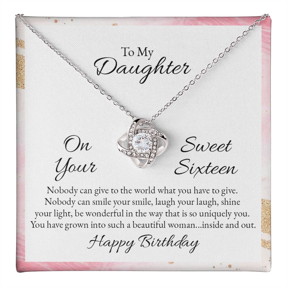 To My Daughter, Sweet Sixteen Love Knot Necklace | To Daughter