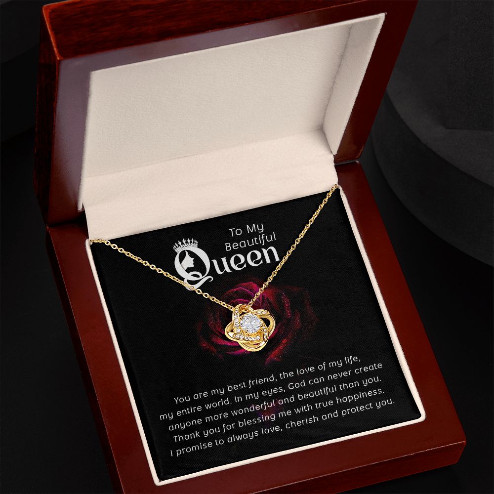 My Beautiful Queen, My Best Friend Love Knot Necklace | To Wife | To Girlfriend