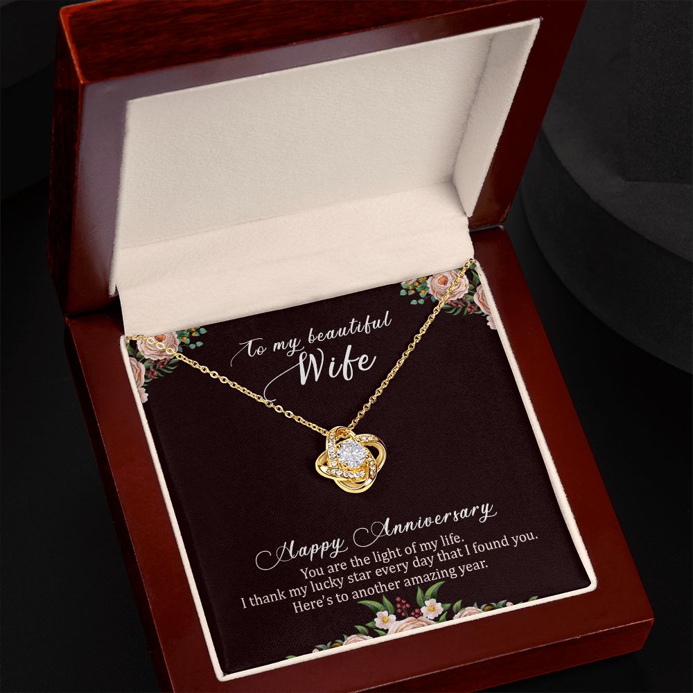 My Beautiful Wife, Happy Anniversary Love Knot Necklace | To Wife