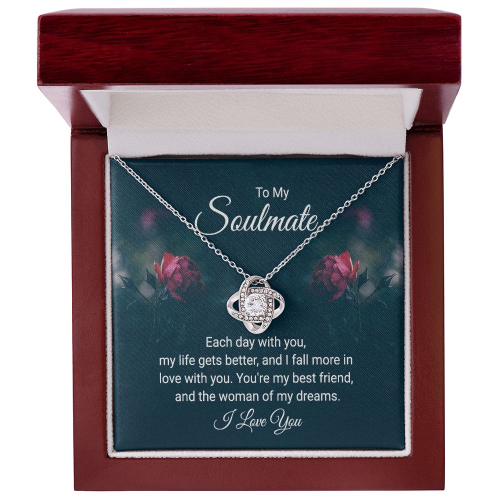To My Soulmate, My Life Gets Better Love Knot Necklace | To Wife | To Girlfriend