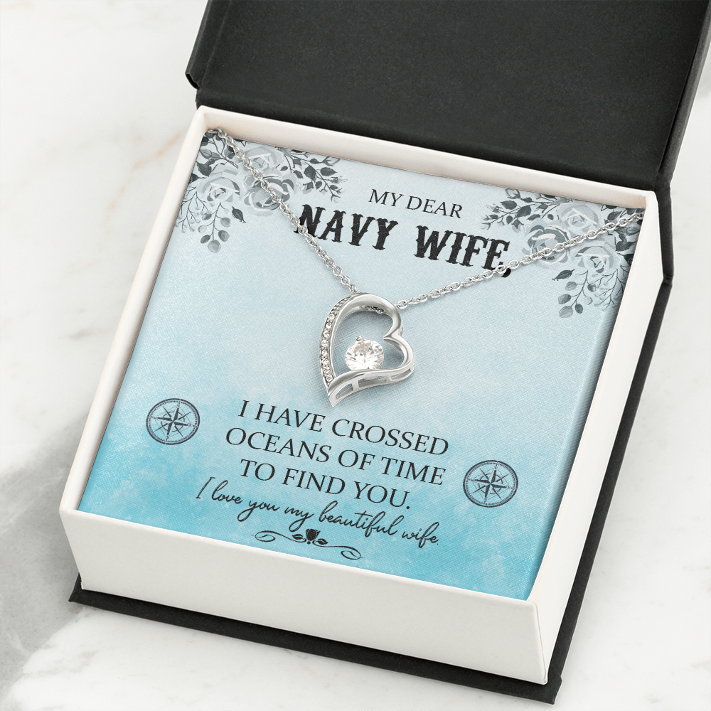 My Dear Navy Wife Forever Gold Love Necklace